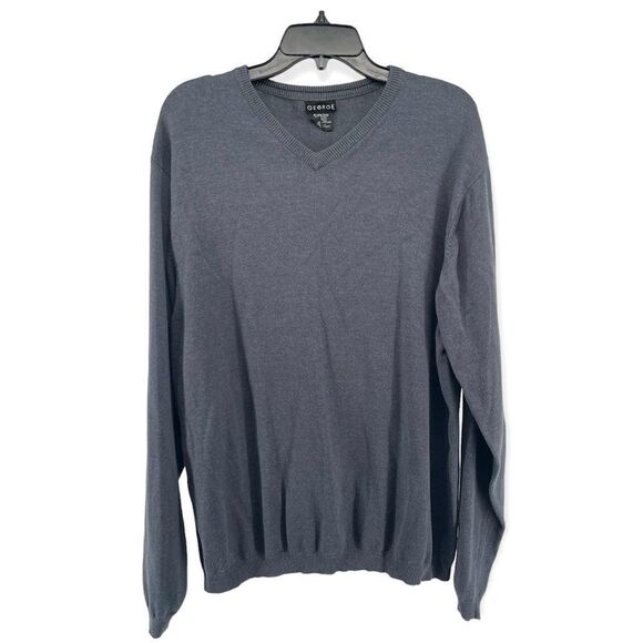 George Men’s Unisex Dark Gray V-Neck Cotton Blend Pullover Sweater XL (46/48) - Picture 1 of 13